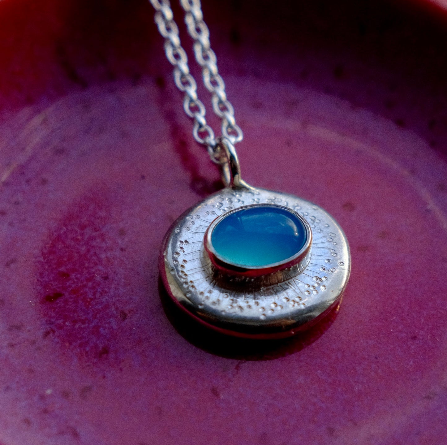 Chalcedony Cabochon Starburst Pendant