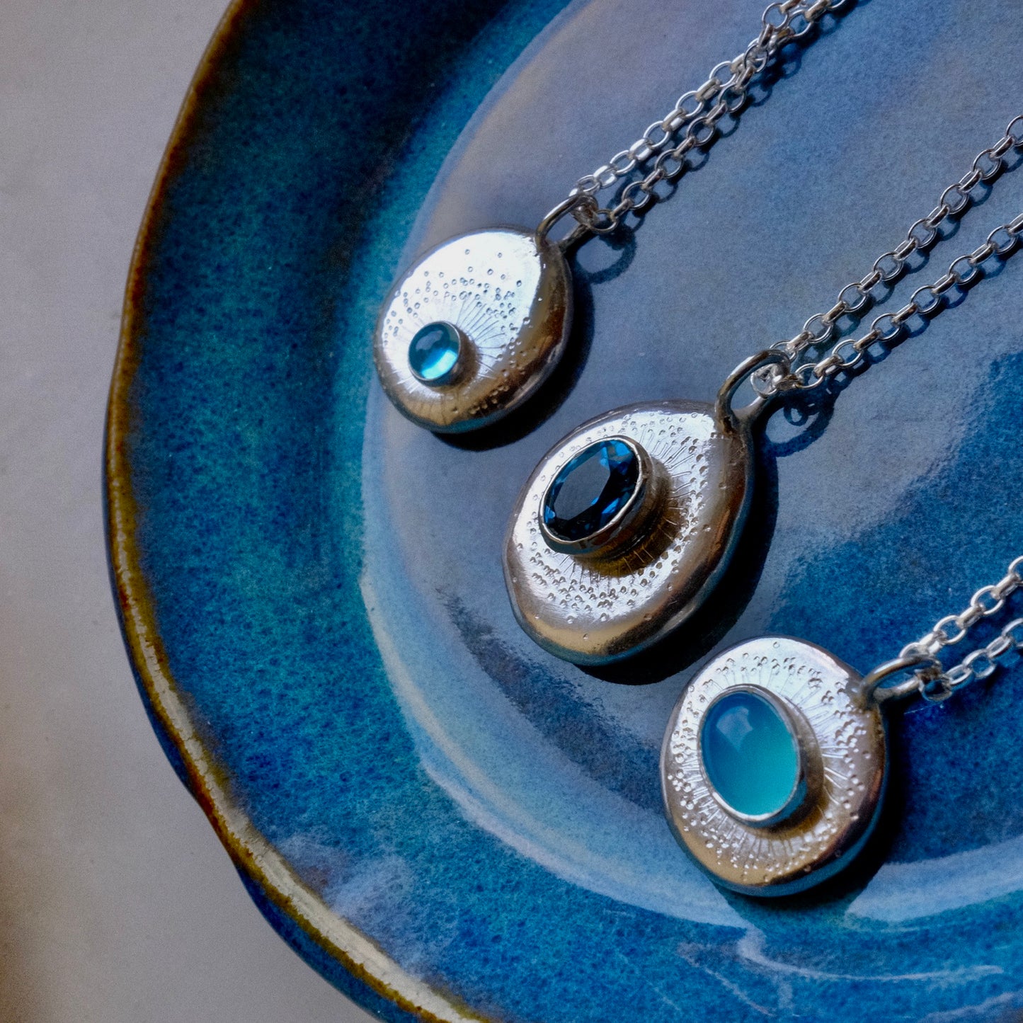 Chalcedony Cabochon Starburst Pendant