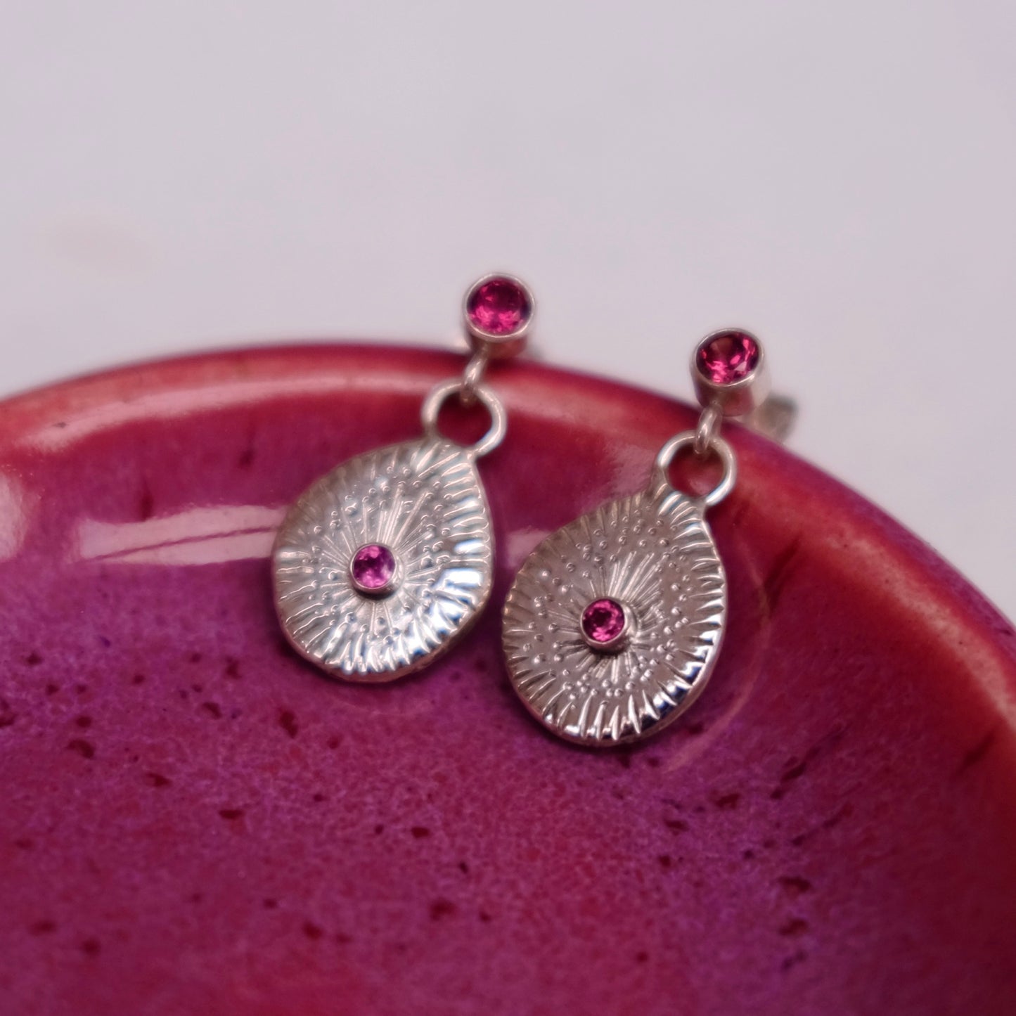 Rhodolite Garnet Starburst Earrings
