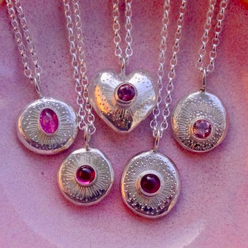 Pink Tourmaline Cabochon Starburst Pendant