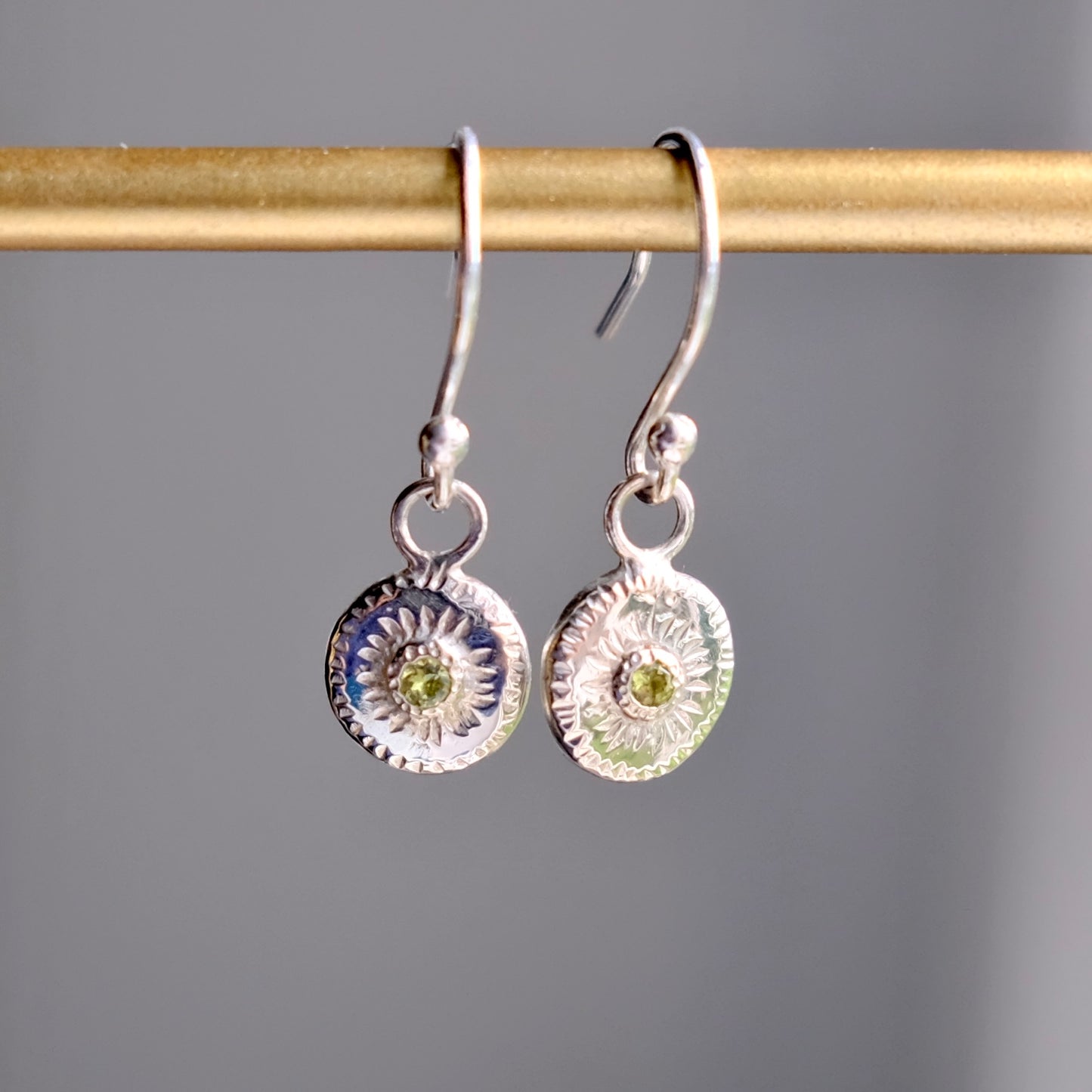Dainty Starburst Earrings - Peridot