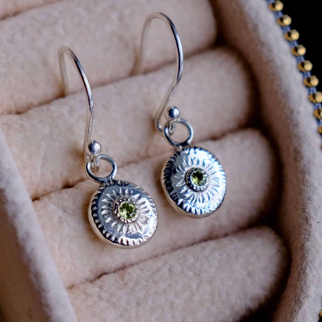 Dainty Starburst Earrings - Peridot