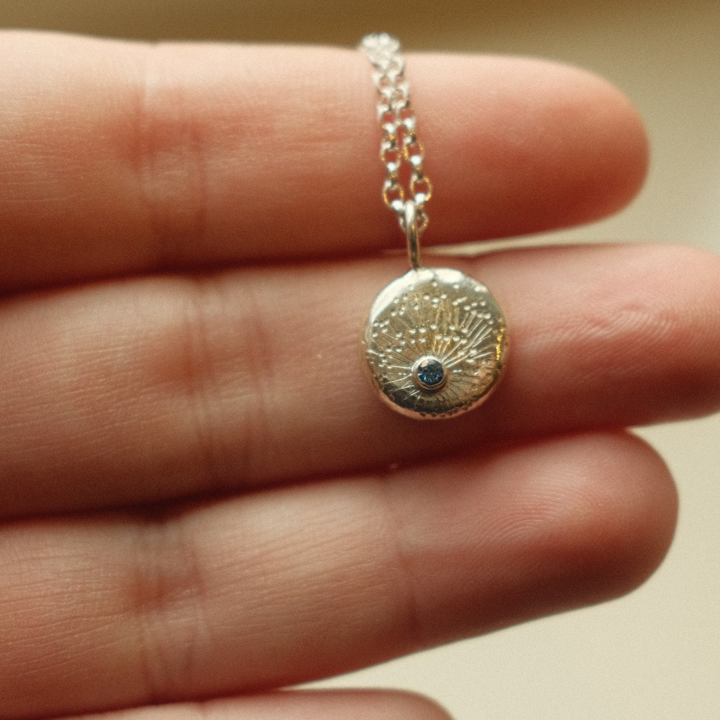 Ice Blue Moissanite Starburst Pendant