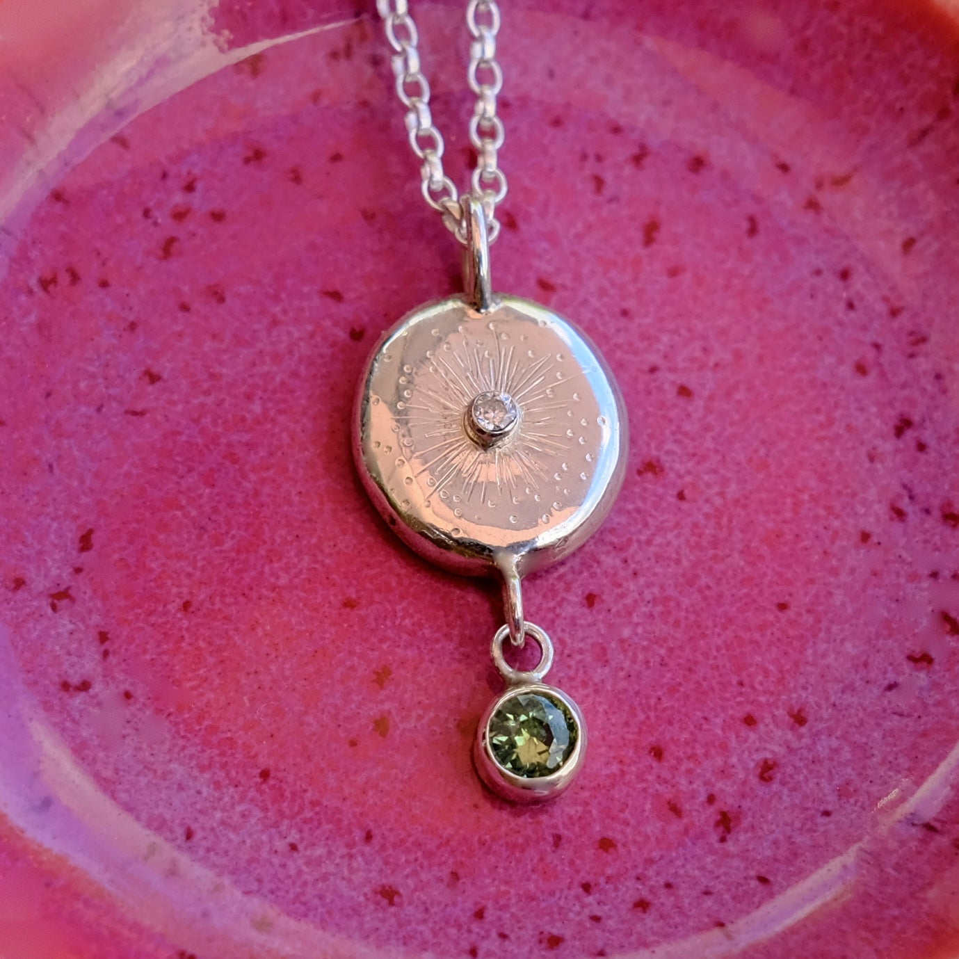 Moissanite & Zircon Facet Starburst Pendant