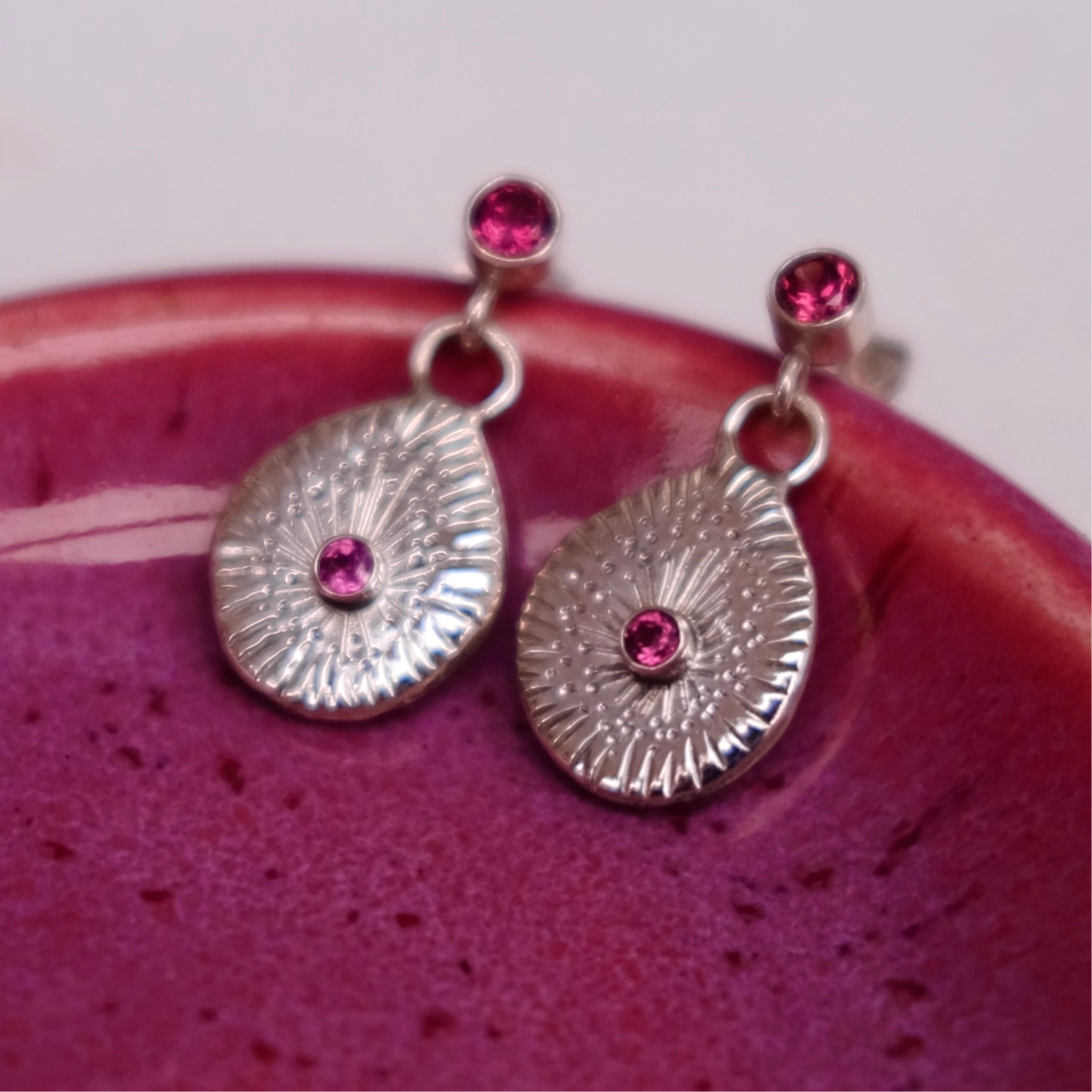 Rhodolite Garnet Starburst Earrings