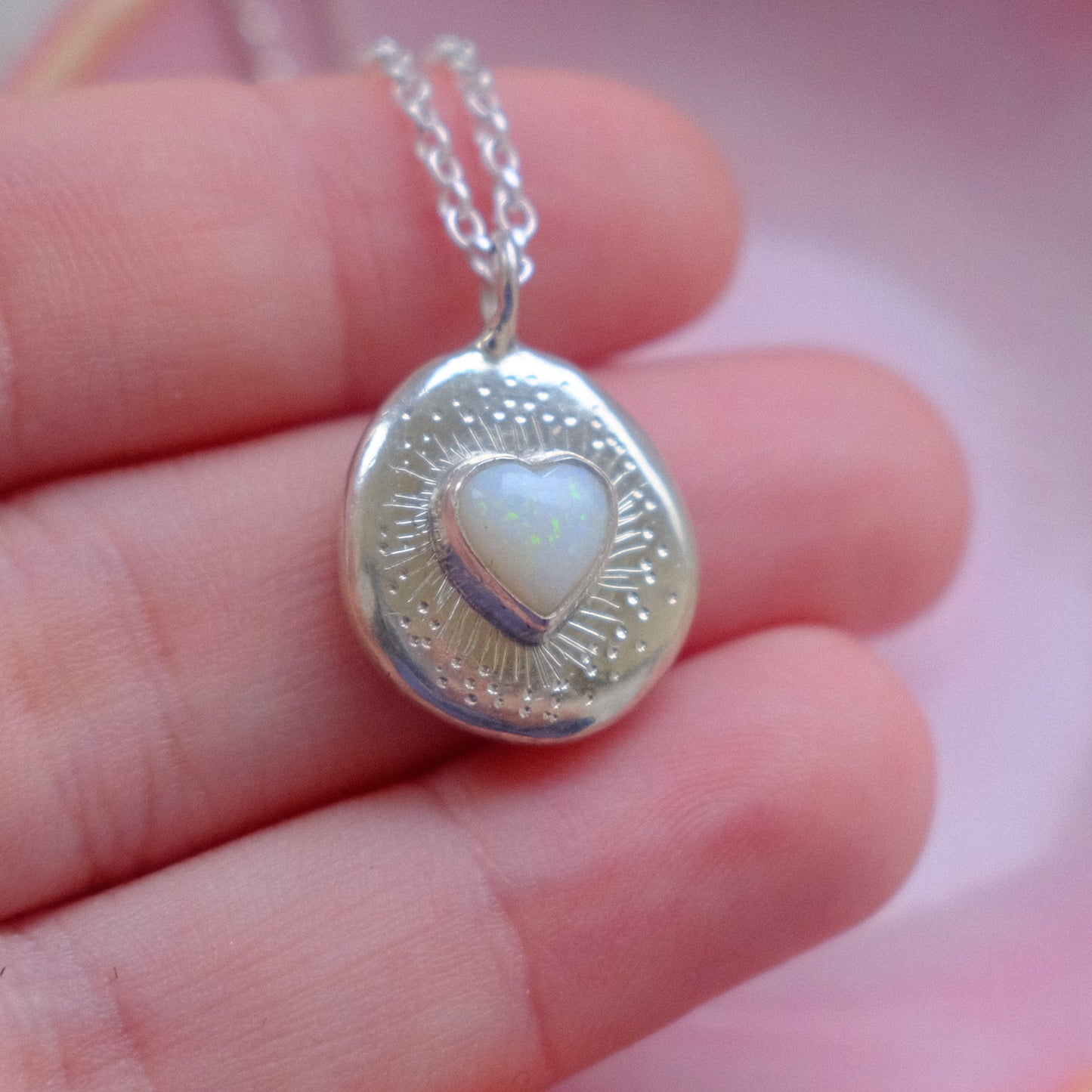Opal Heartburst Pendant
