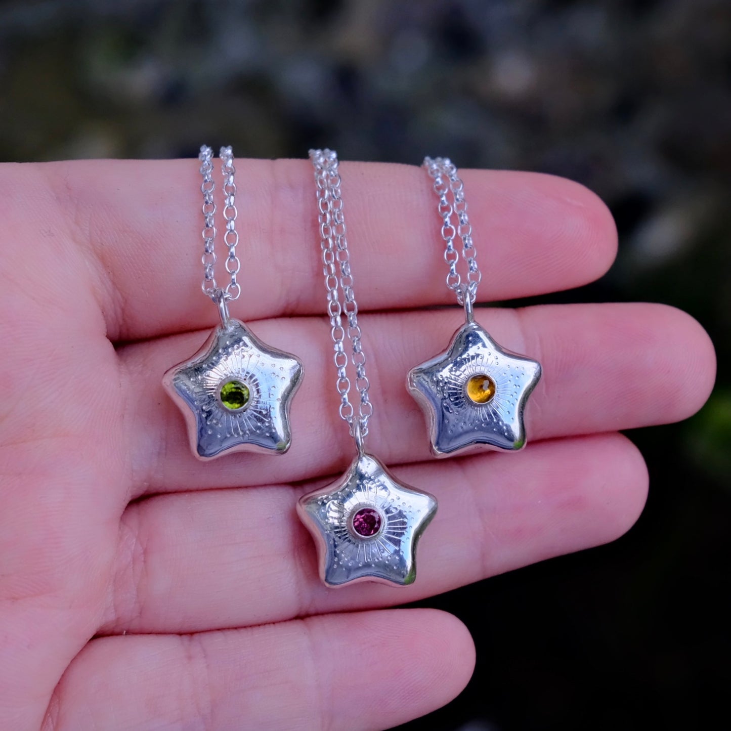 Pink Tourmaline Starburst Necklace