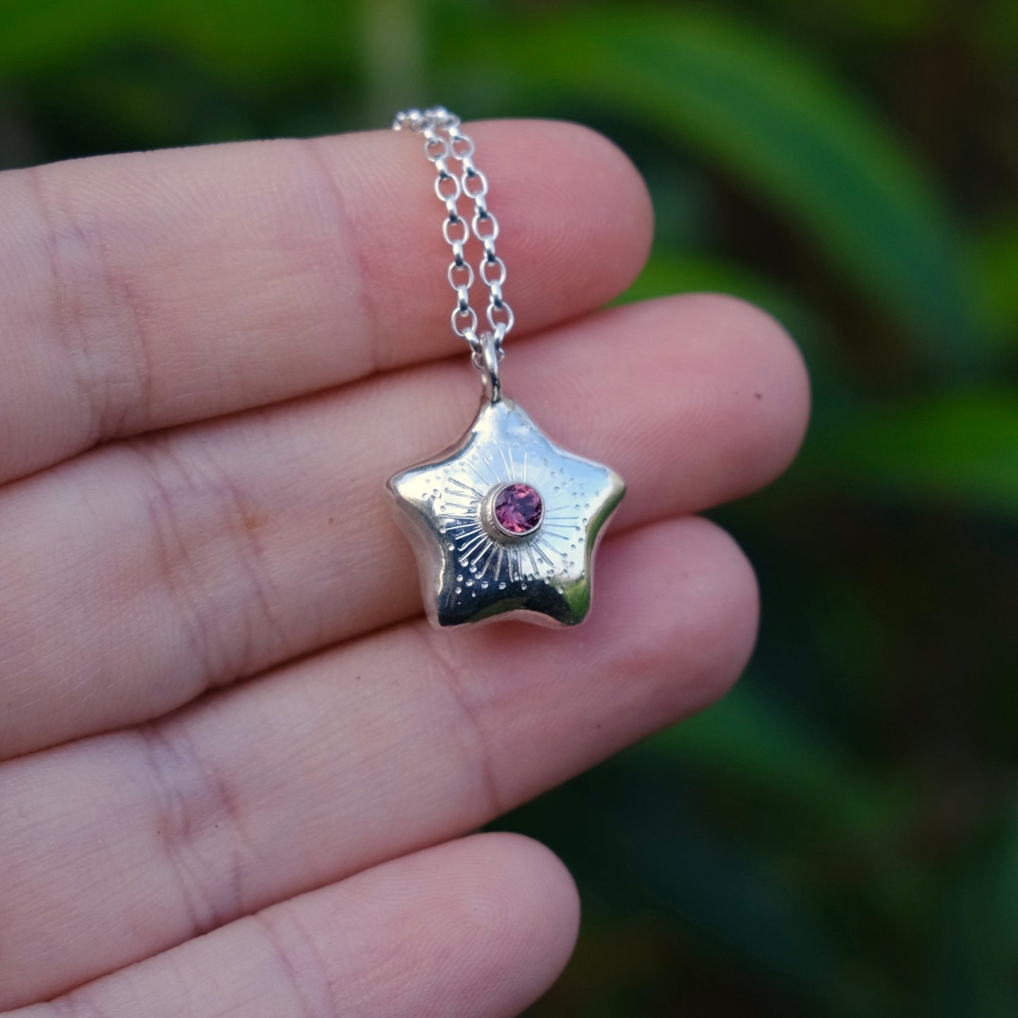 Pink Tourmaline Starburst Necklace