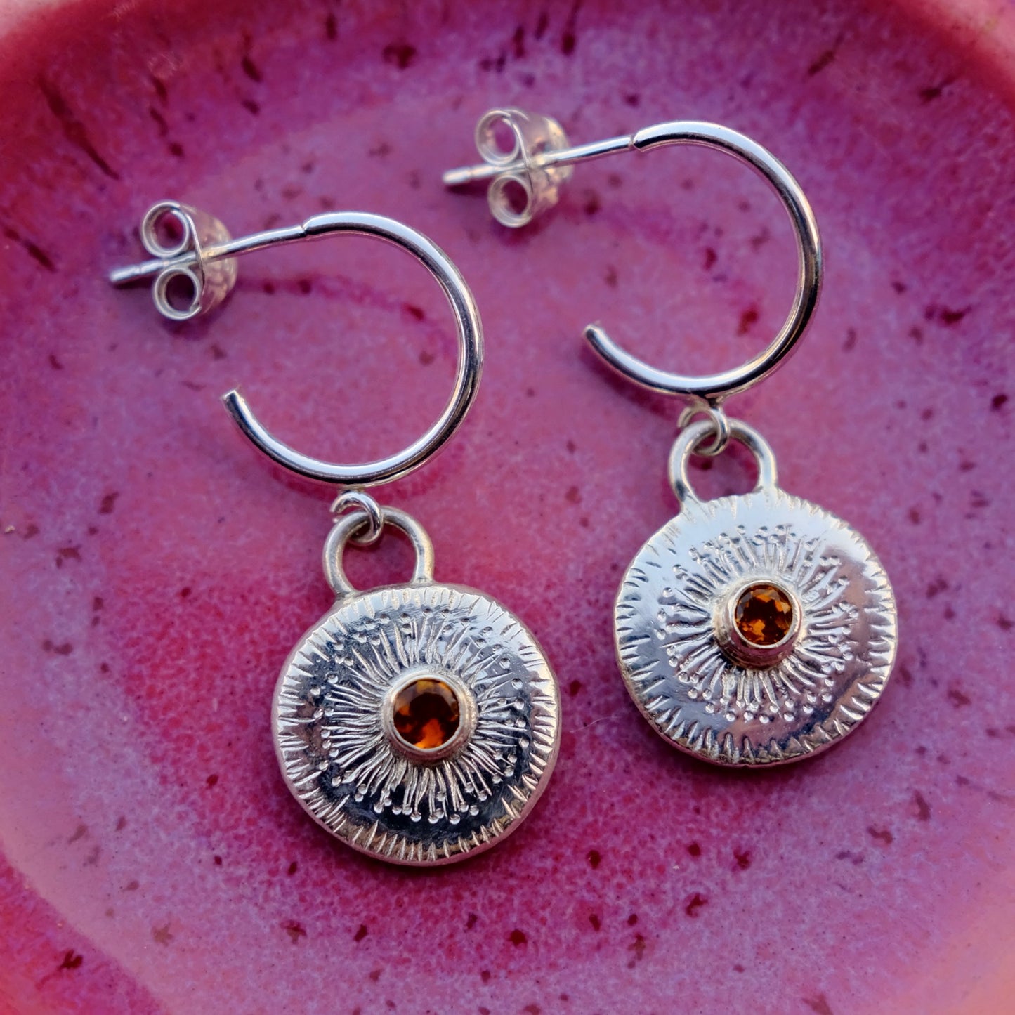 Orange Tourmaline Starburst Earrings
