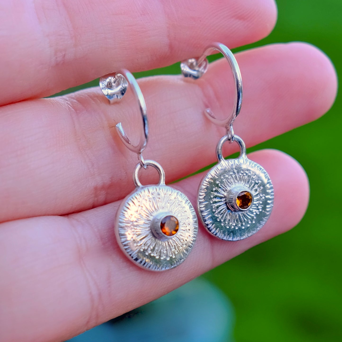 Orange Tourmaline Starburst Earrings