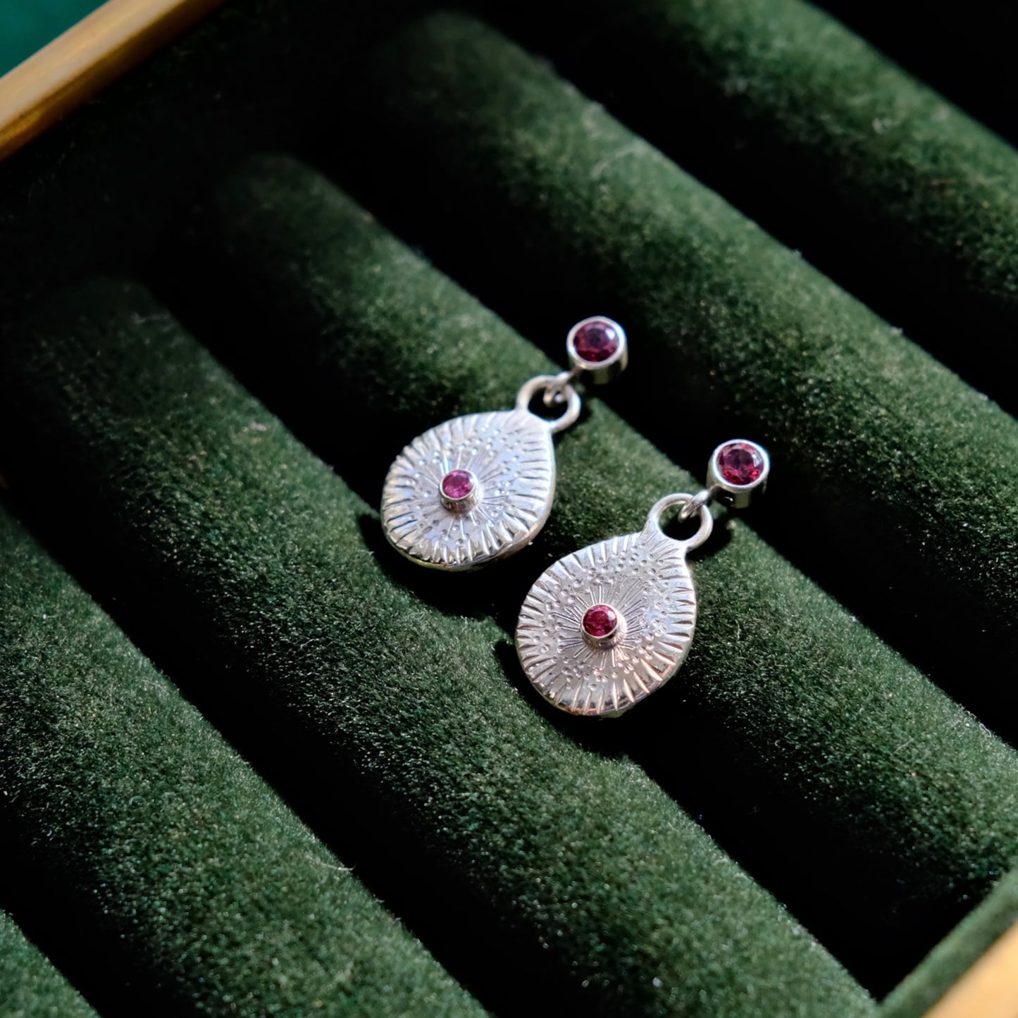Rhodolite Garnet Starburst Earrings