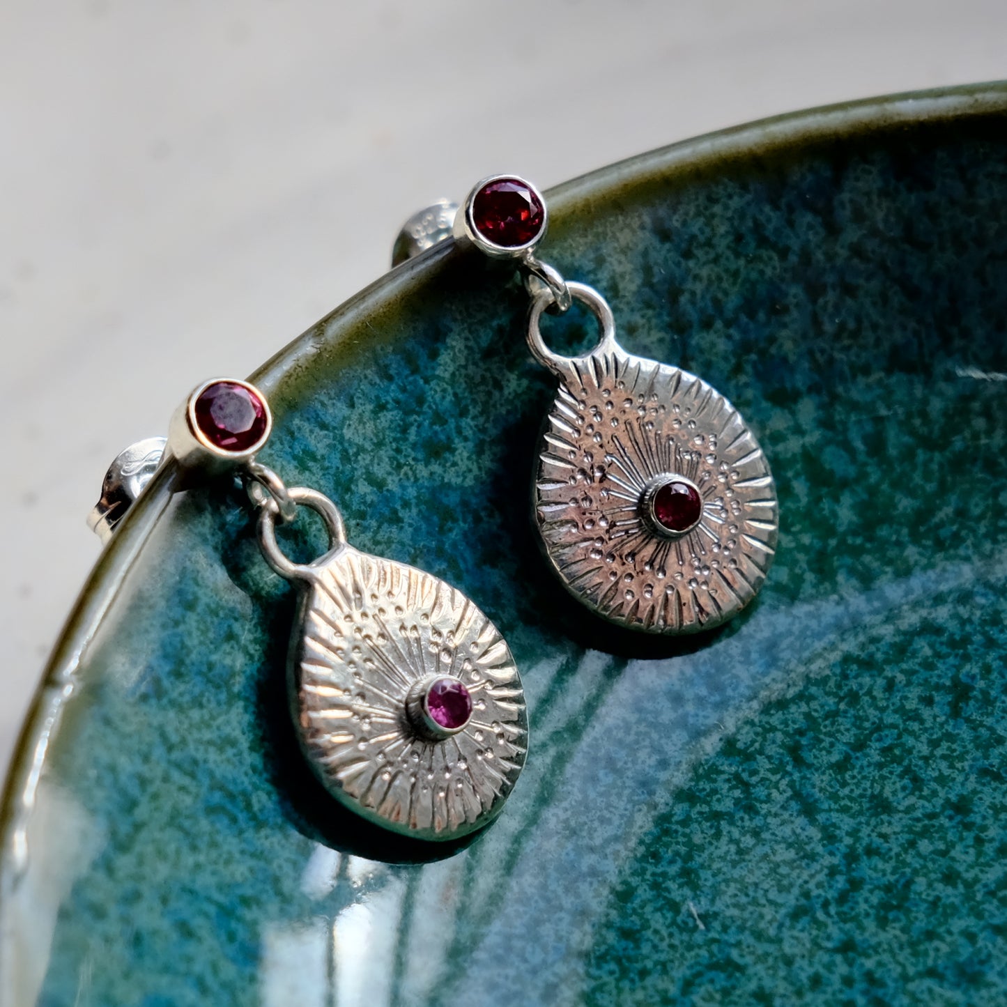 Rhodolite Garnet Starburst Earrings
