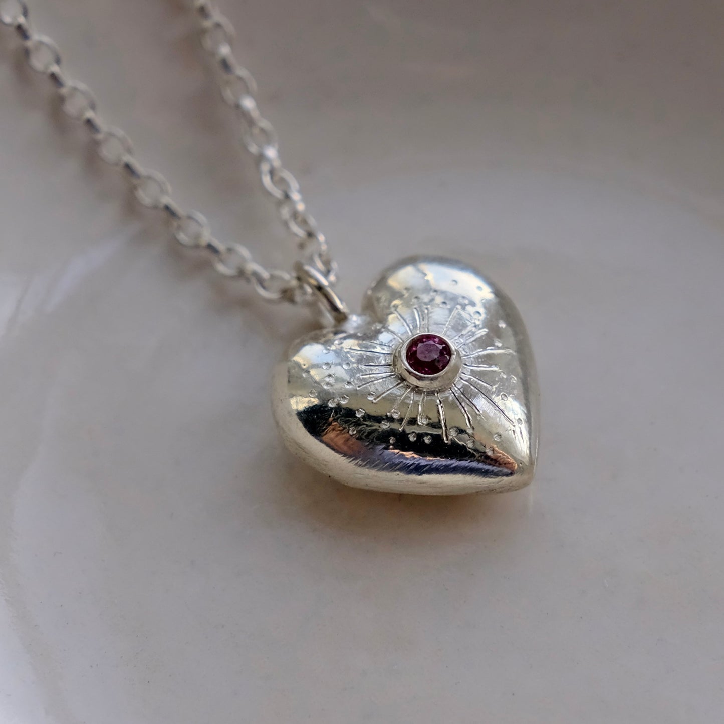 Garnet facet Heartburst Pendant