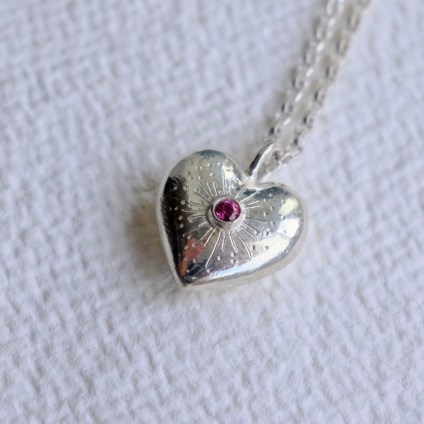 Garnet facet Heartburst Pendant