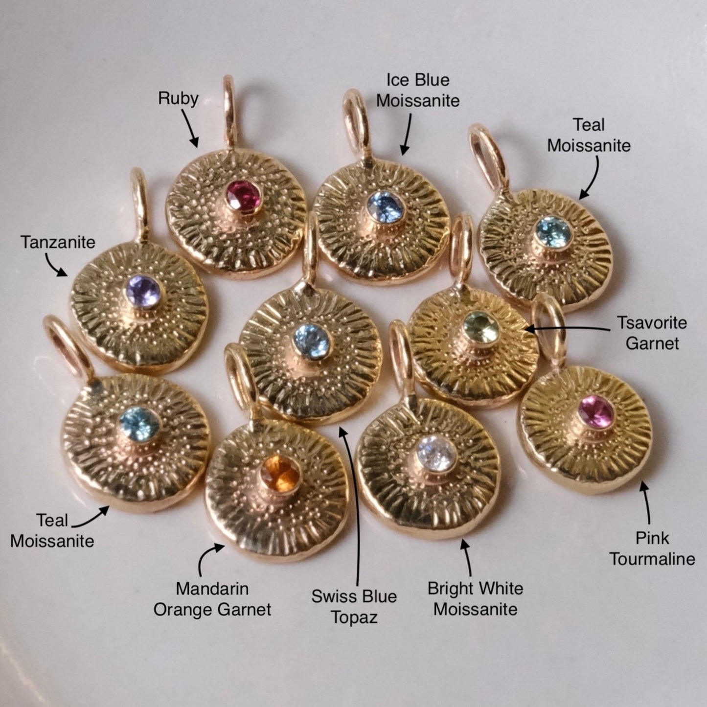 9ct Gold Dainty Starbursts - Multiple Gem Options