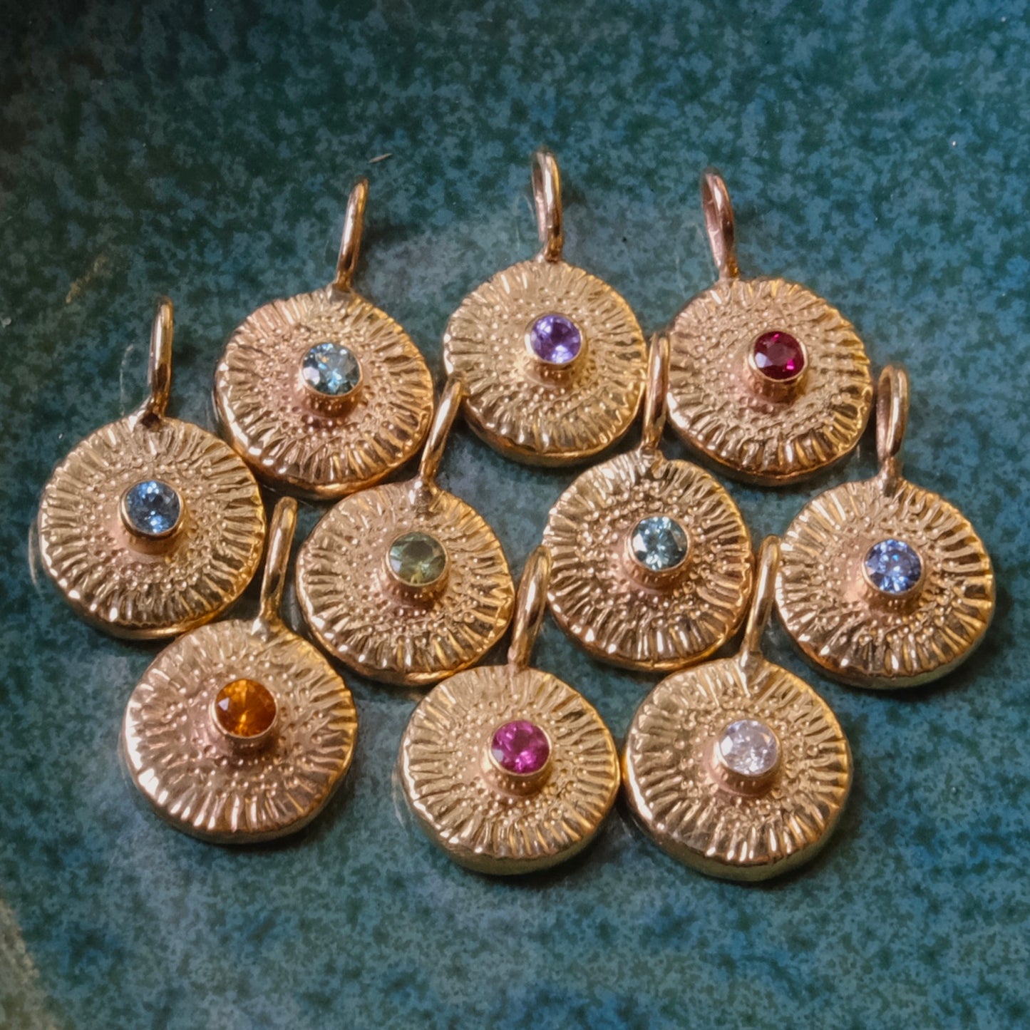 9ct Gold Dainty Starbursts - Multiple Gem Options