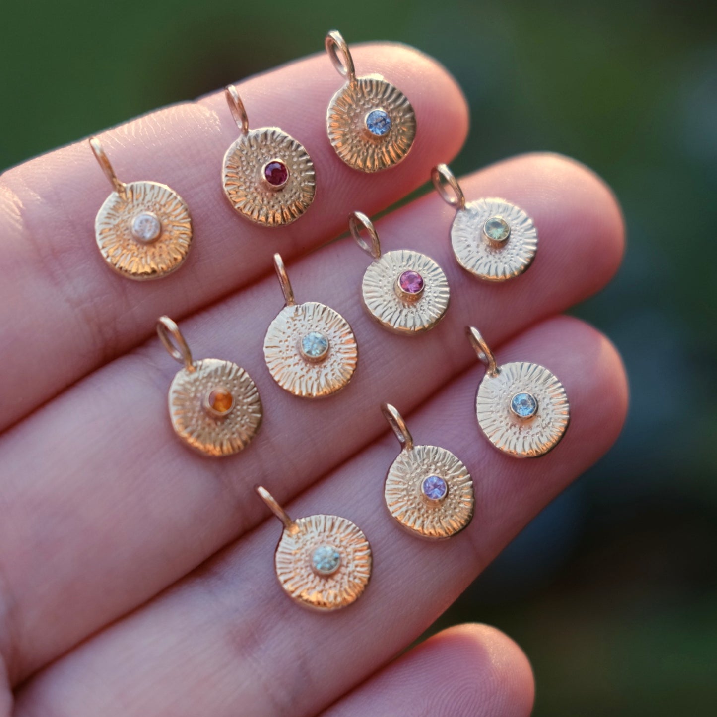 9ct Gold Dainty Starbursts - Multiple Gem Options