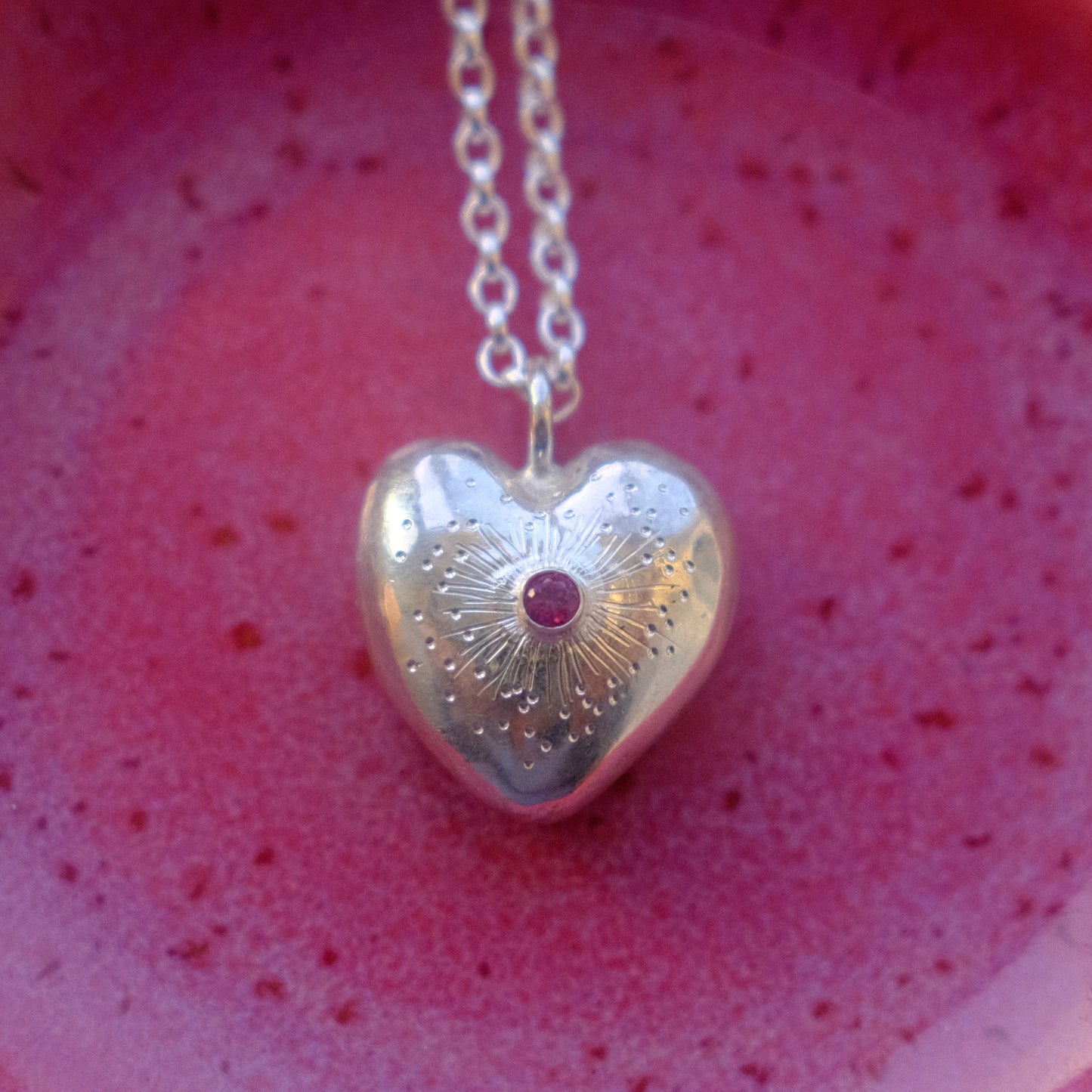 Rhodolite Garnet Heartburst Pendant