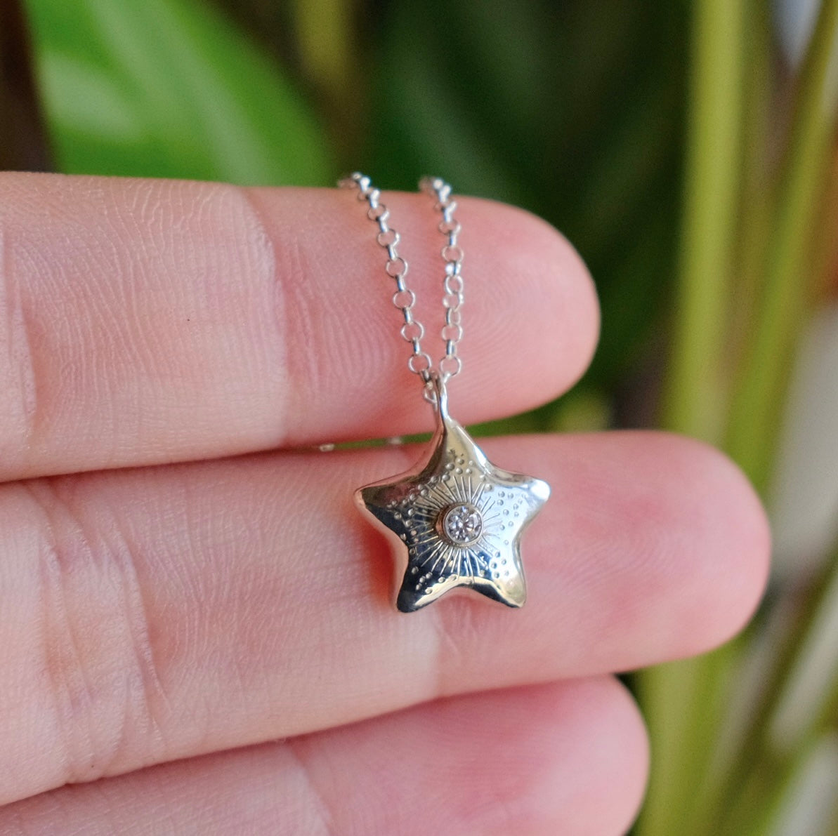 Dainty Moissanite Starburst Necklace