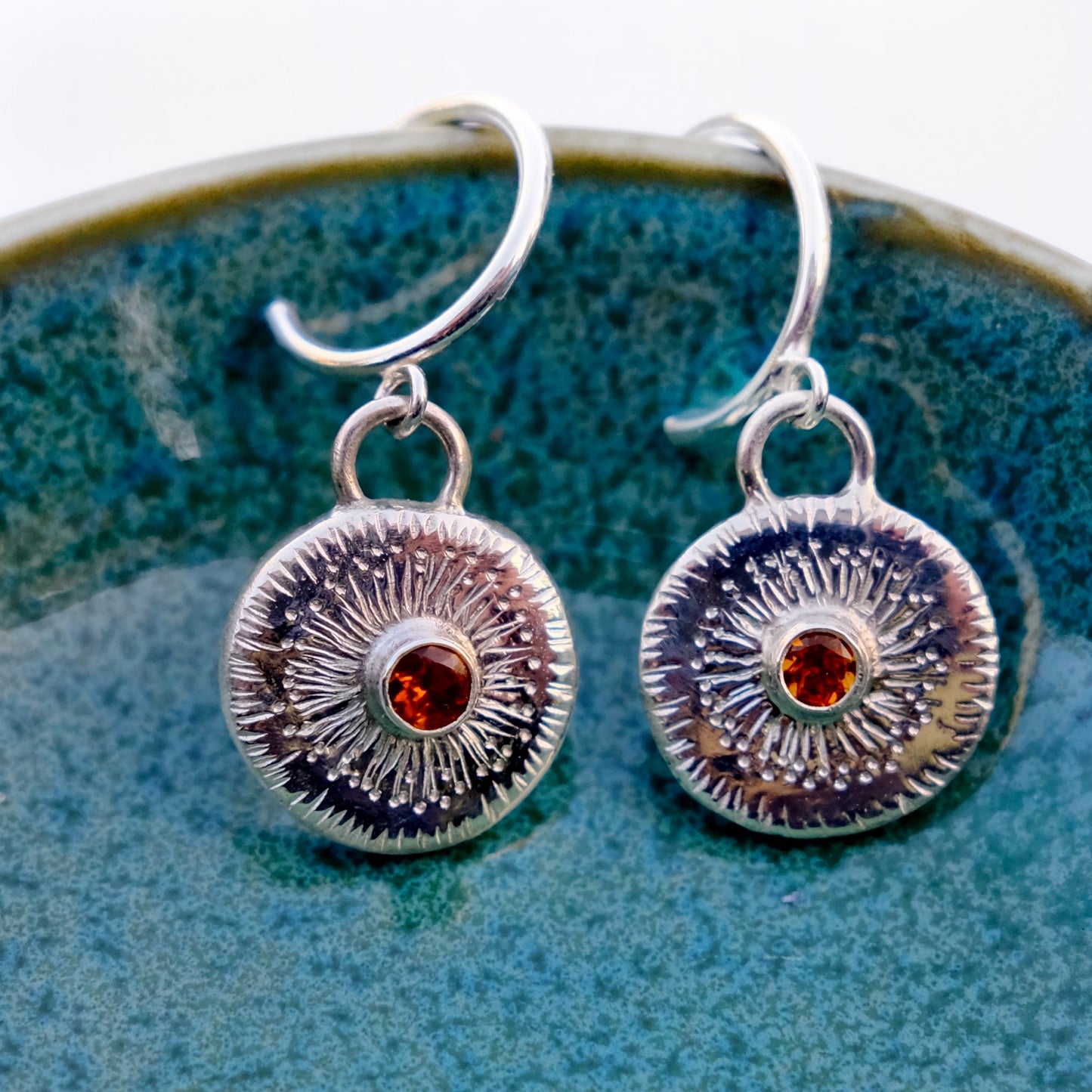 Orange Tourmaline Starburst Earrings