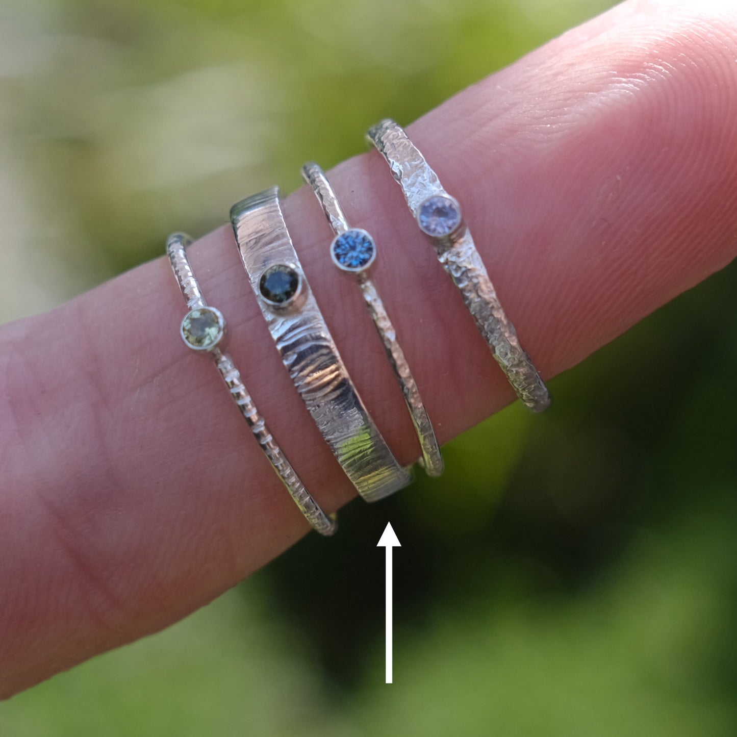 Sapphire Facet Textured Ring