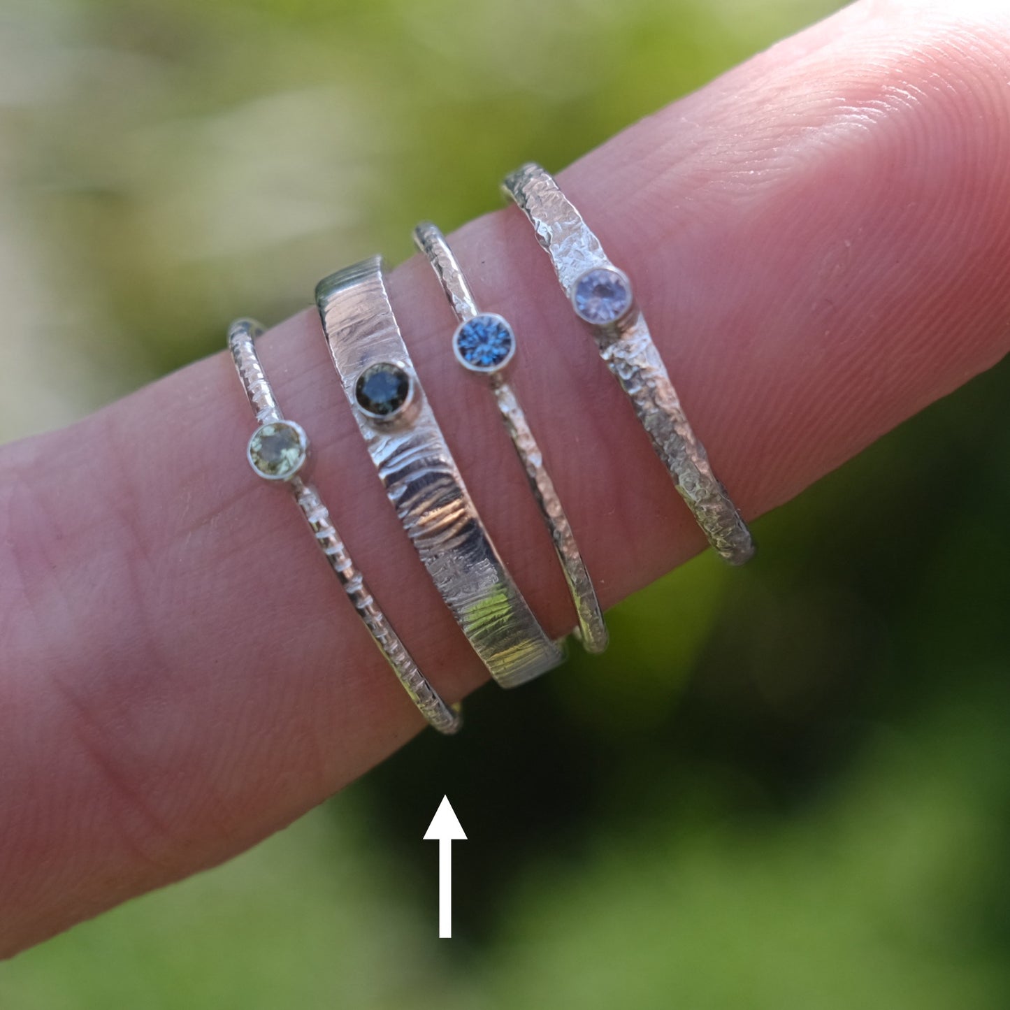 Dainty Peridot Textured Ring