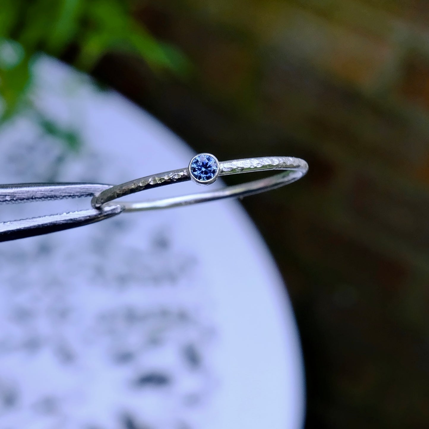 Dainty Moissanite Textured Ring