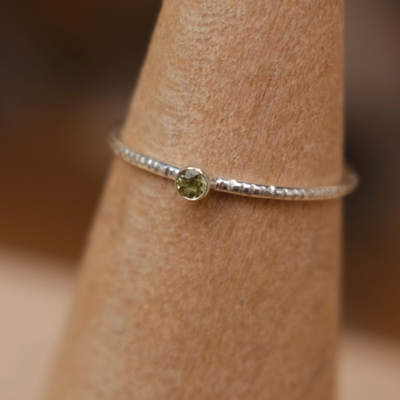 Dainty Peridot Textured Ring