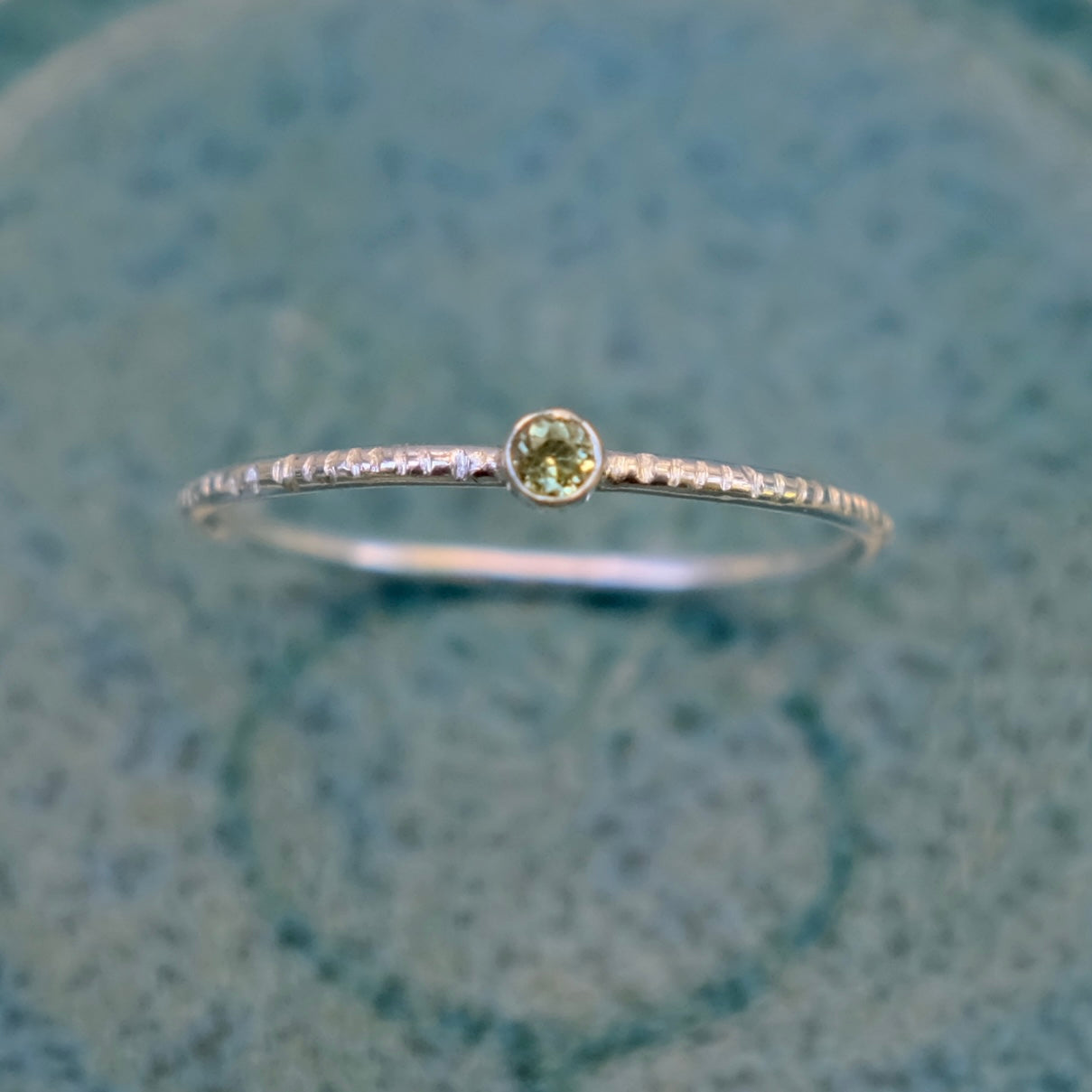 Dainty Peridot Textured Ring