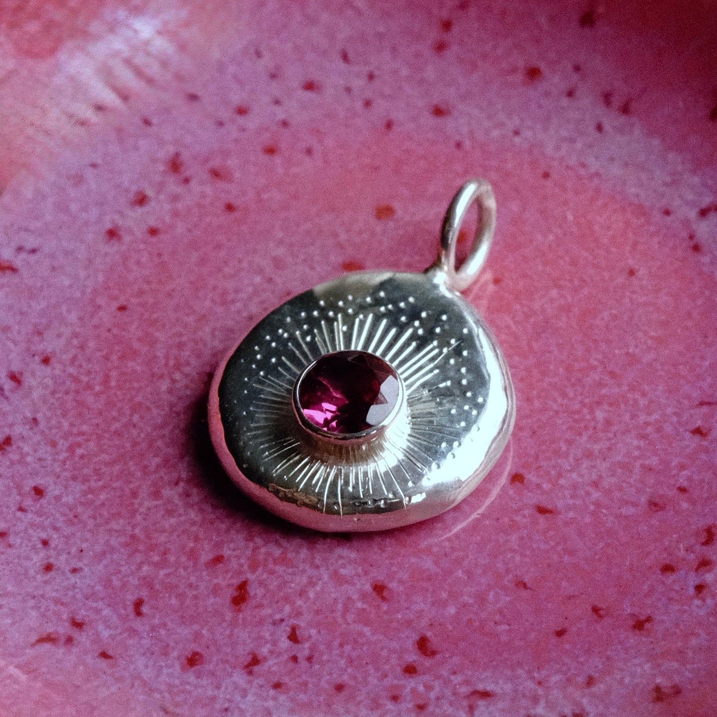 Rhodolite Garnet Facet Starburst Pendant