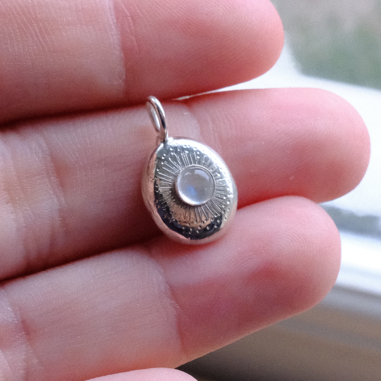 Rainbow Moonstone Starburst Pendant