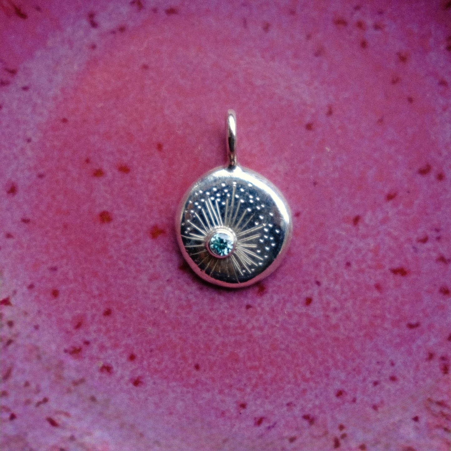 Teal Moissanite Starburst Pendant