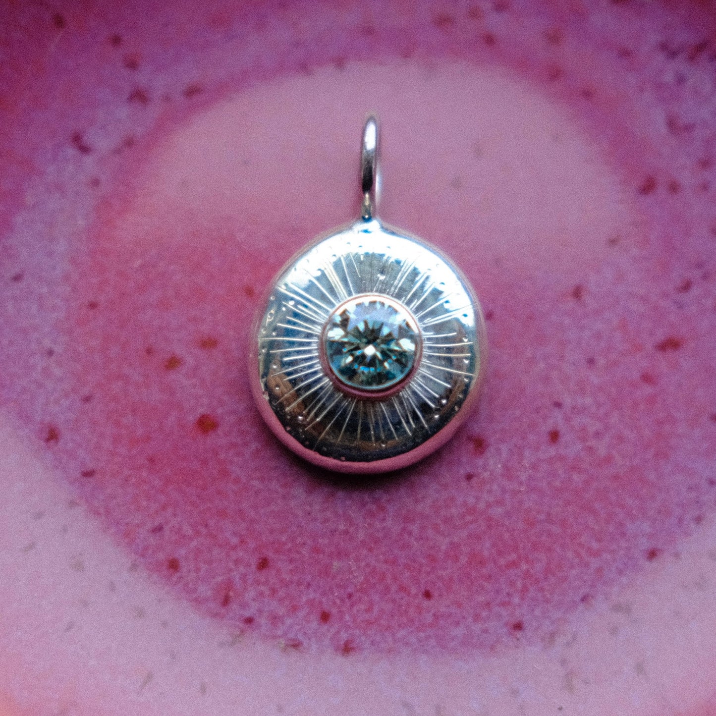 Teal Moissanite Starburst Pendant