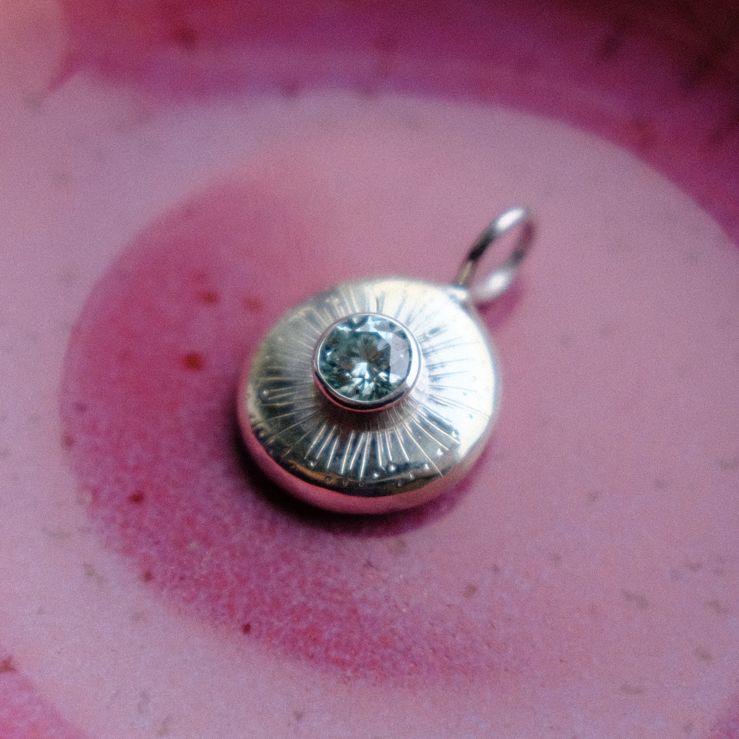 Teal Moissanite Starburst Pendant