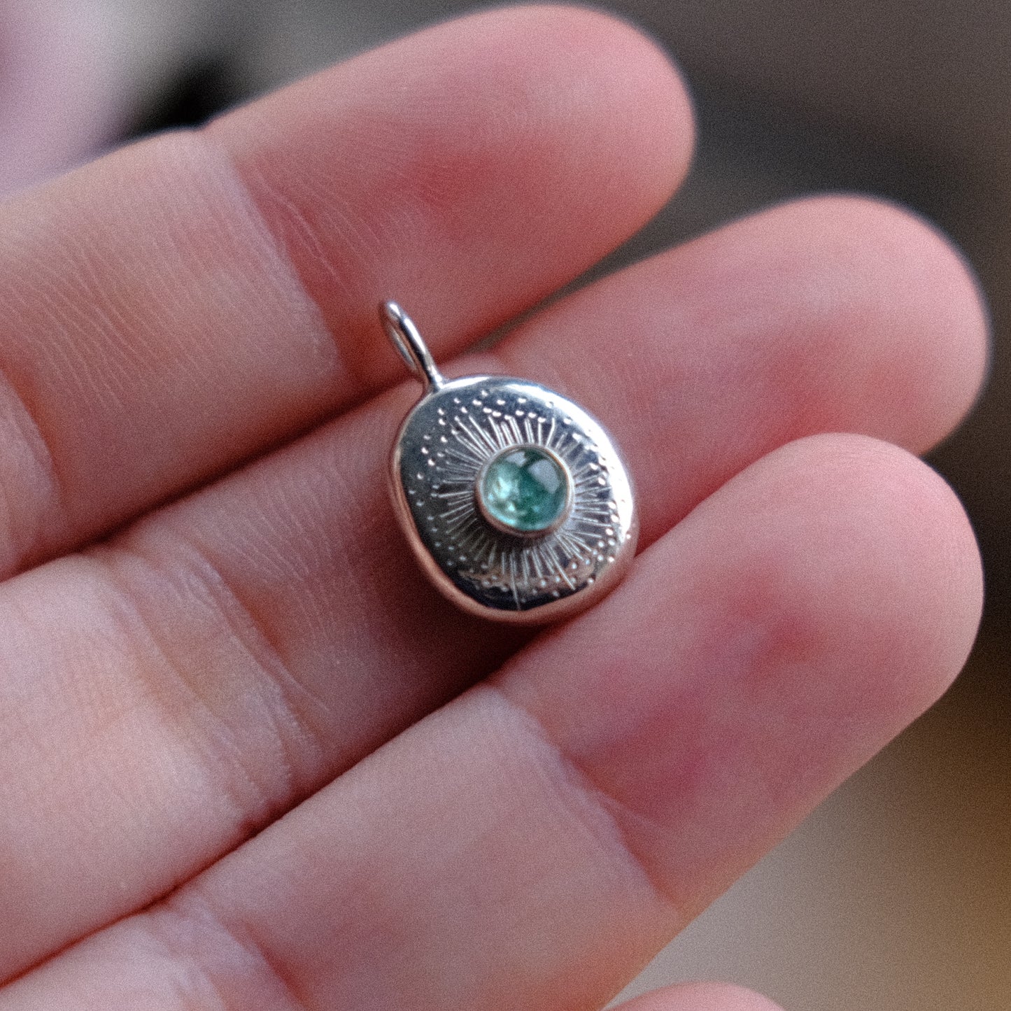 Mint Green Tourmaline Starburst Pendant