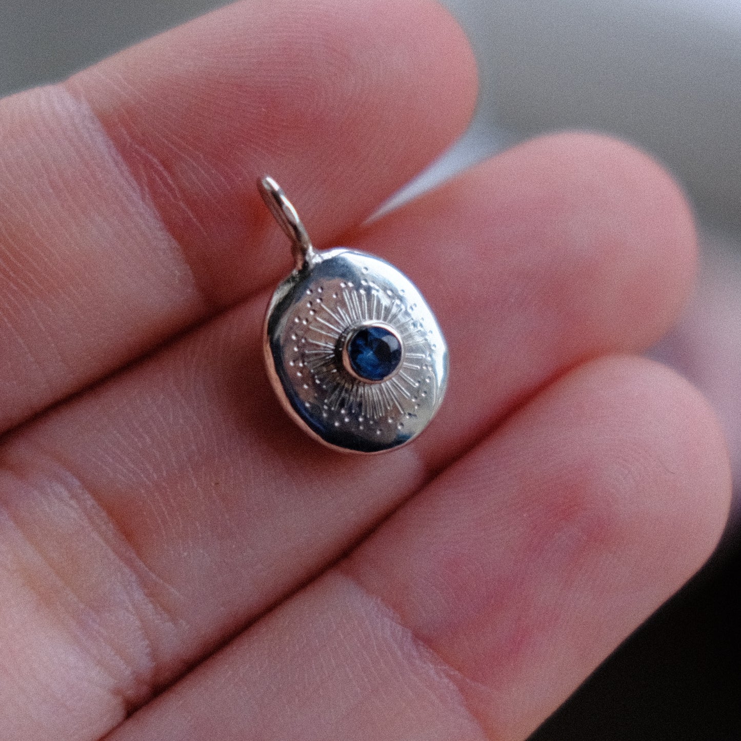 Teal Sapphire Starburst Pendant