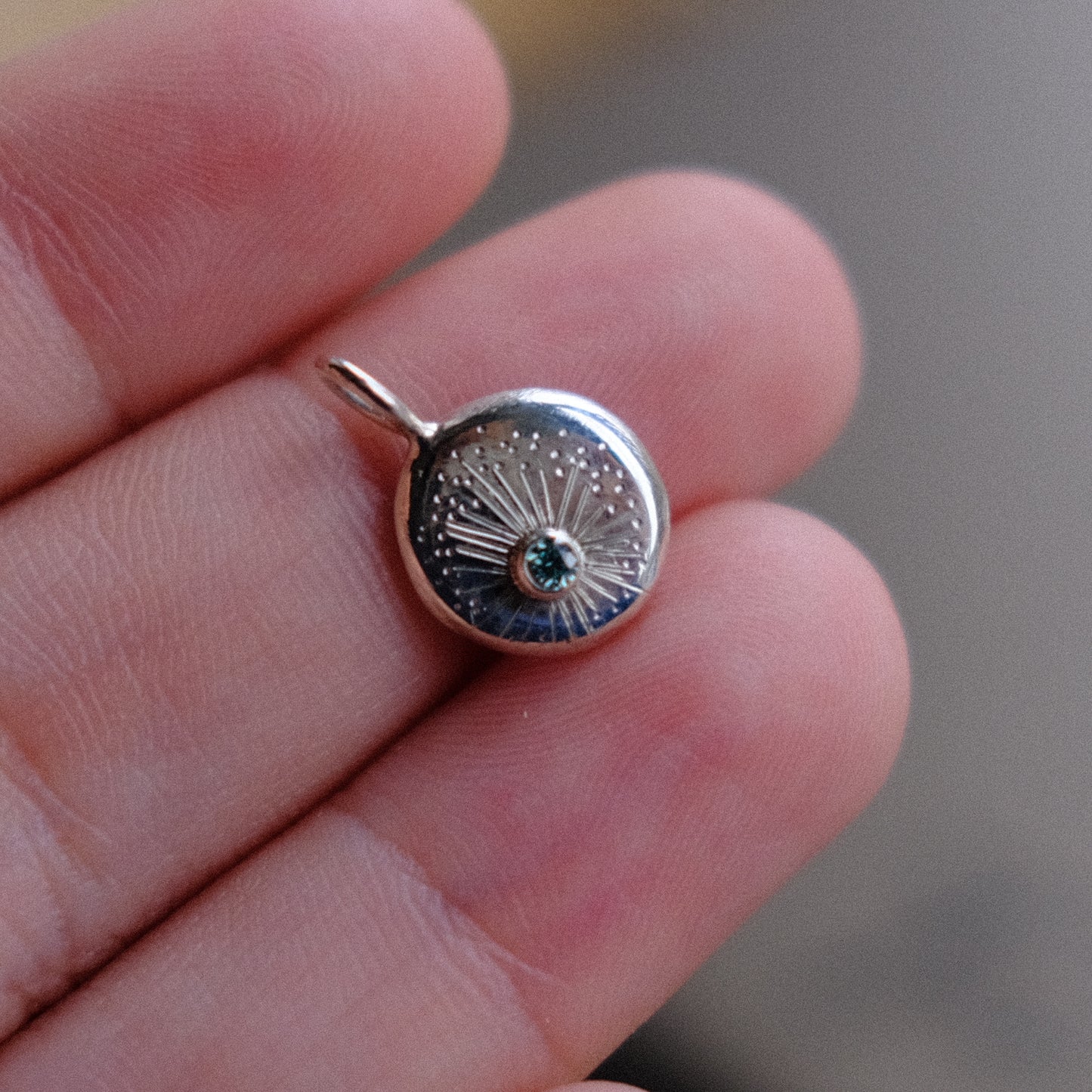 Teal Moissanite Starburst Pendant