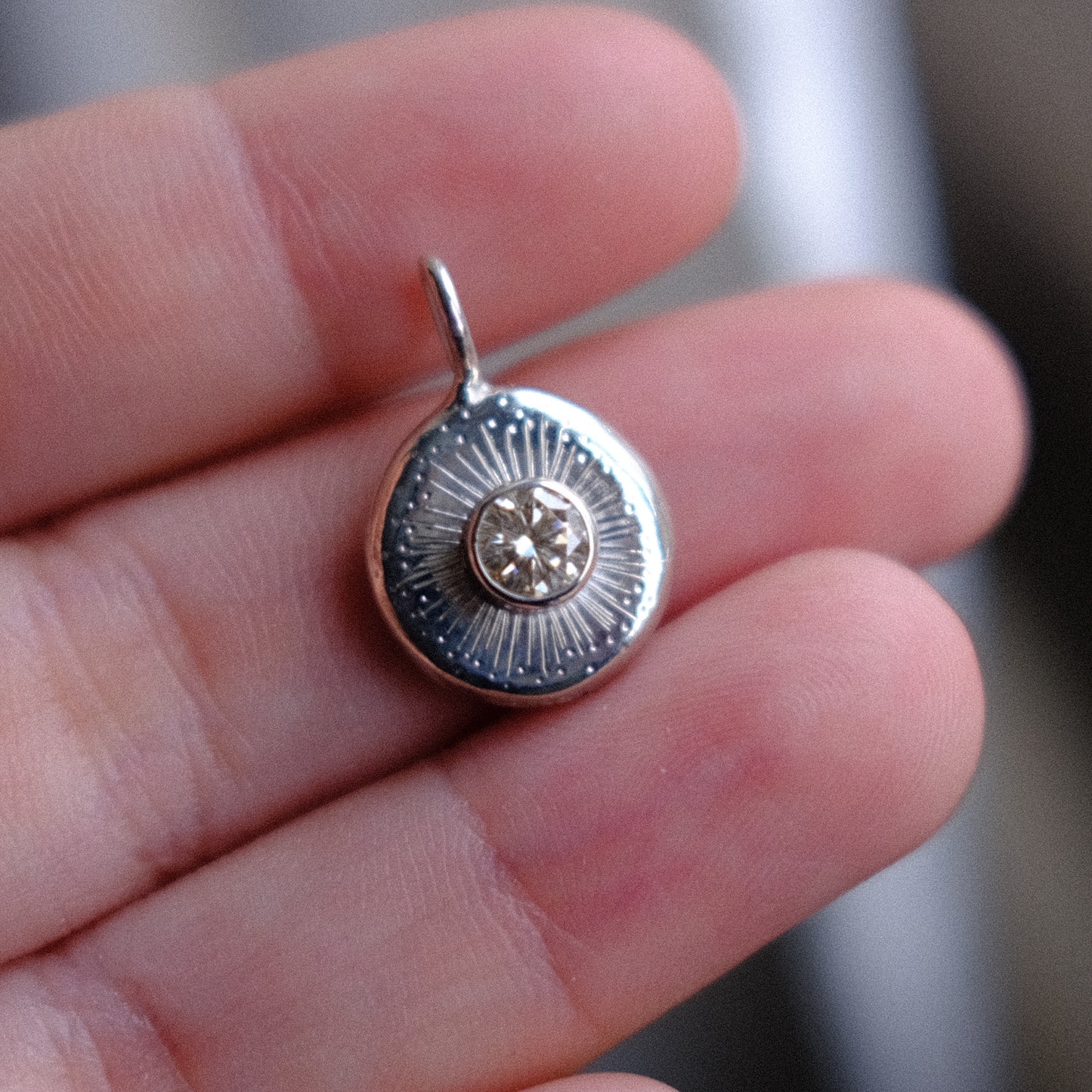 Champagne Moissanite Starburst Pendant